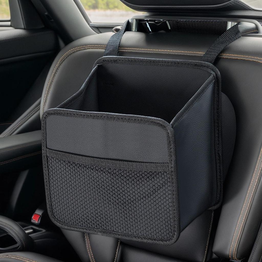 Car Seat Back Storage Bag Foldable Beverage Holder Universal Auto Back Hanging Water Bottle Carrier PU Leather Storage Bag
