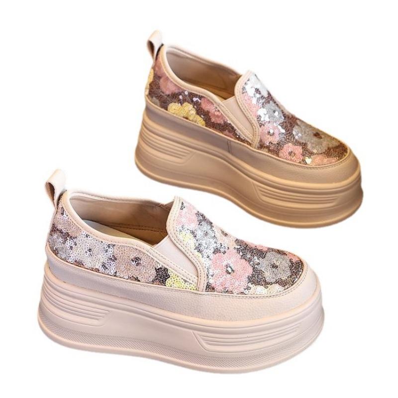 Korean Version Thick Soled Height Increasing Womens Shoes 2025 Spring Summer New Comfortable Breathable Mesh Sports Casual Shoes