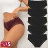 5PCS Cotton Panties Women Floral Lace Briefs Seamless Sexy Lingerie Low Rise Elastic Underpants Female Breathable Soft