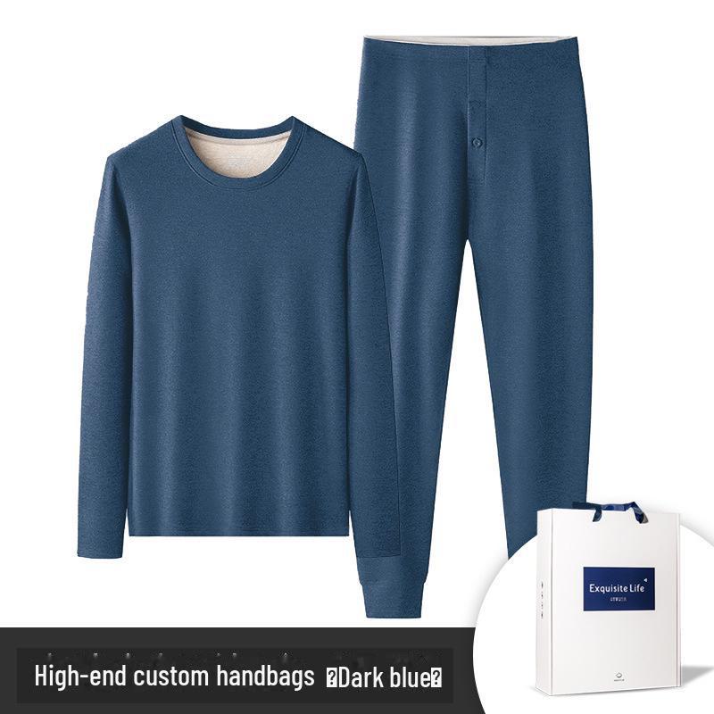 [Extra Warm] Men's Mulberry Silk Wool Thermal Underwear Set for Fall/Winter