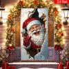 Santa Claus Door Decoration Polyester New Year Door Banner Christmas Wall Banner Lightweight 2d Flat Holiday Banner For Entryway