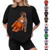 Lässiges bedrucktes T-Shirt für Damen, Rundhalsausschnitt, Pullover, kurzärmelig