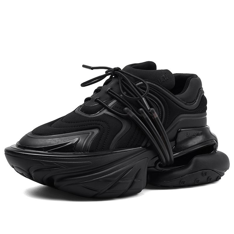 Fashion Flat Platform Daddy Shoes Women Patchwork Air Cushion Elastic Shoes Thick Sole Shock-Absorbing Spaceship Sneakers Unisex 2025