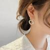 Silver needle temperament niche design earrings new tide zircon inlaid pearl square stud earrings