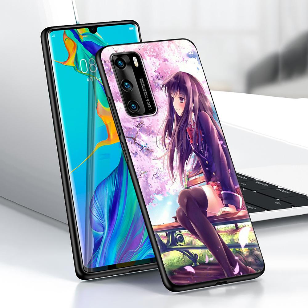 Plum Cherry Blossom Girl Case for Huawei P30 P Smart Z P40 Lite E P20 Y6 Y7 Y9 2019 Honor 8X Play 9A 50 20 Pro Black Soft Cover