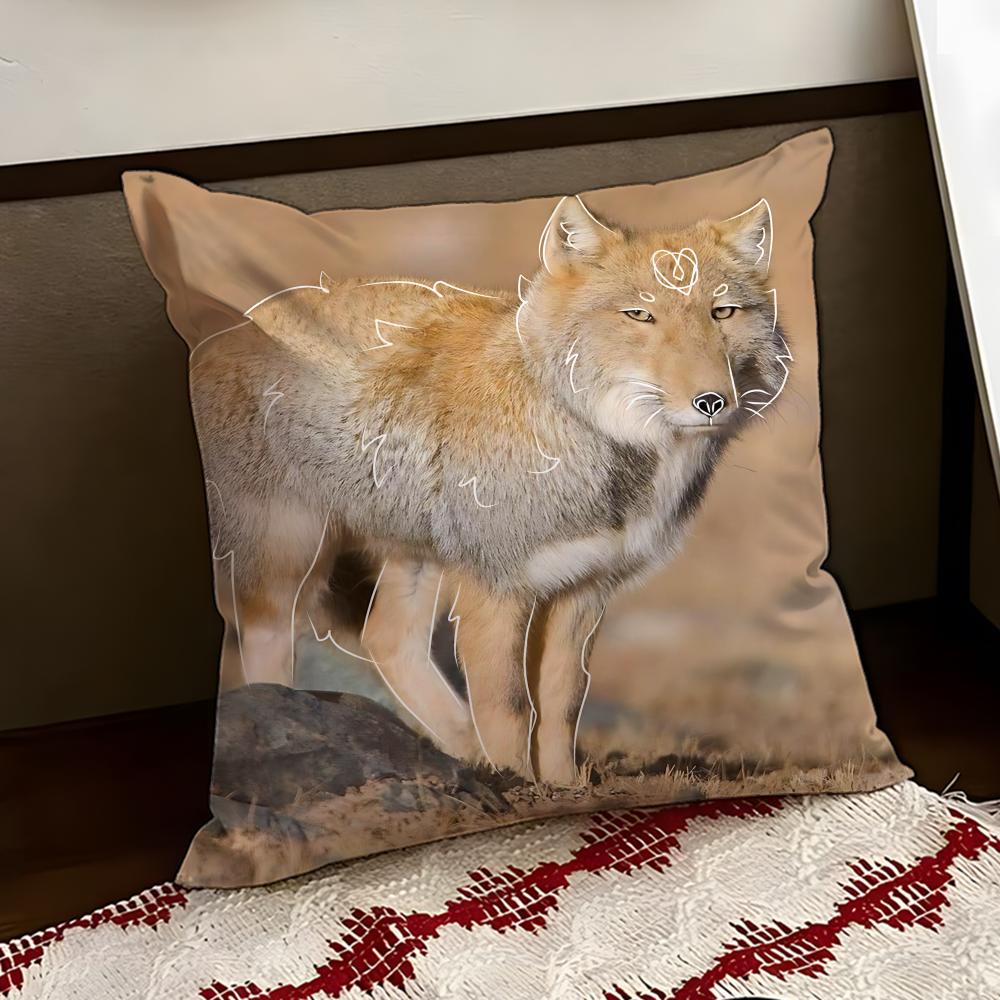 Sneaky Tibetan Fox Cushion Cover Reversible Soft Durable Pillow Cover Home Car MultiScene Use for Daily Comfort