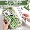 Handheld Double Layer Transparent Pencil Case Pen Bag Hitting Color Square Storage Pouch For Stationery School