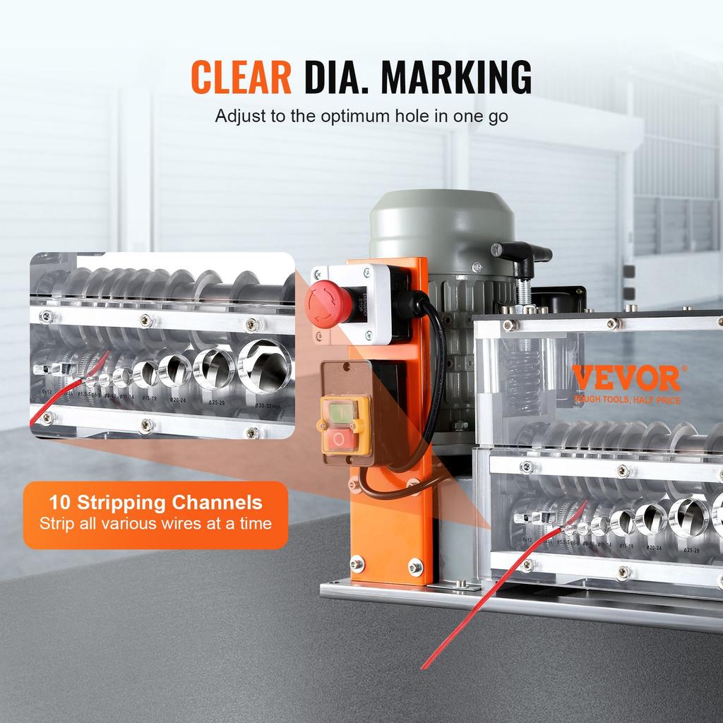 VEVOR Automatic Wire Stripping Machine, 1.5 mm-40 mm Electric Motorized Cable Stripper, 750W