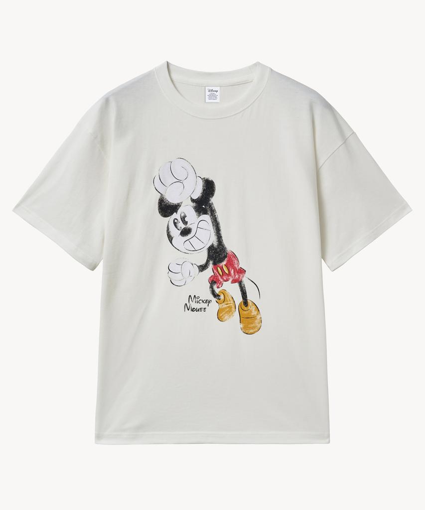 VTWO Fade Wash Happy _Mickey_ T-Shirt (White)