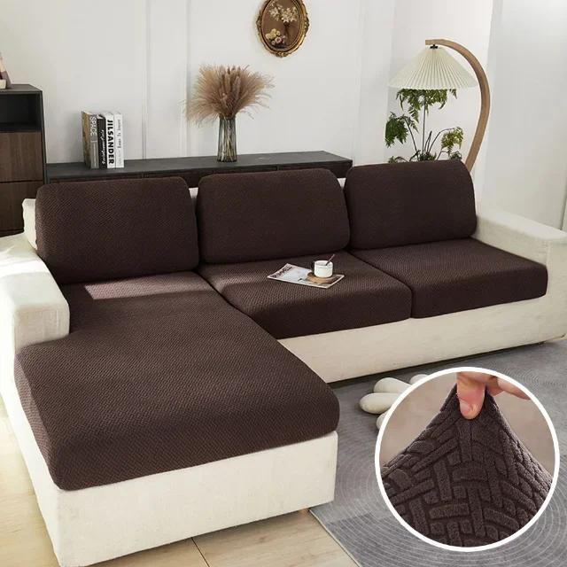 Elastic Sofa Cover for Living Room Jacquard Solid Sofa Seat Cover Grey Washable Seat Cushion Cover Furniture Protector Sectional