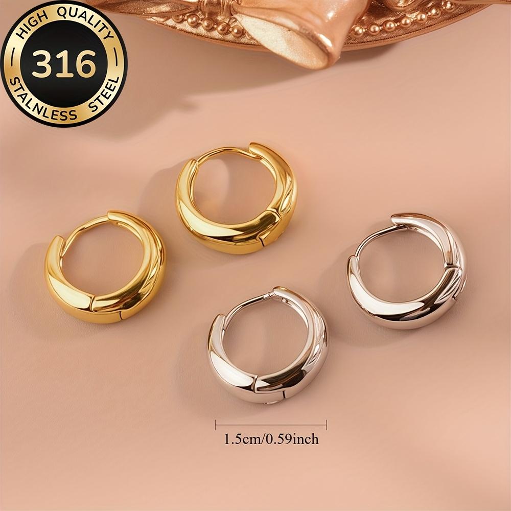 Elegant Anti-Fade Stainless Steel Hoop Earrings for Fashionable Women
