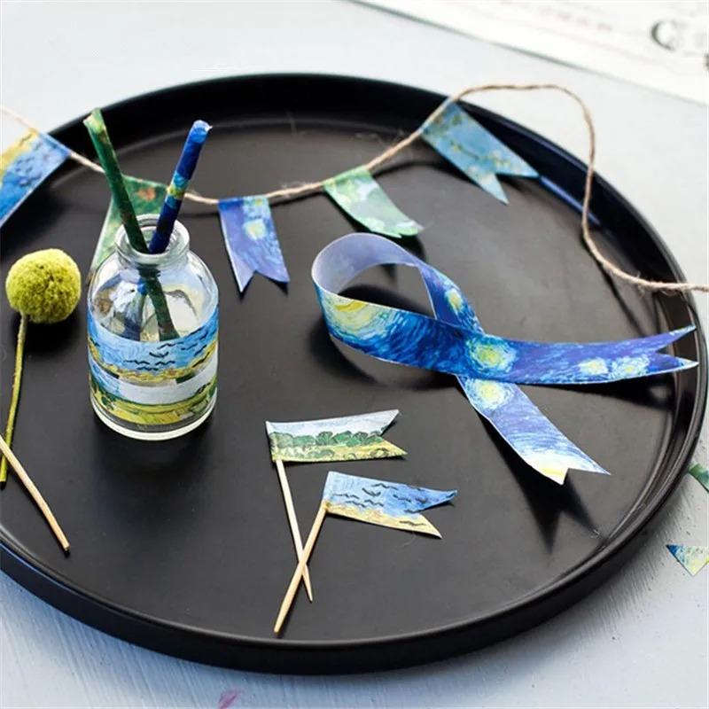 1.5cm Washi Tapes DIY Van Gogh Painting Paper Masking Tape Decorative Adhesive Tapes Scrapbooking Stickers DIY Decorative Label