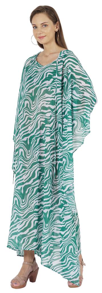 Moomaya Hooded Caftan For Women's Long Printed Bikini Cover Up Summer Turkish