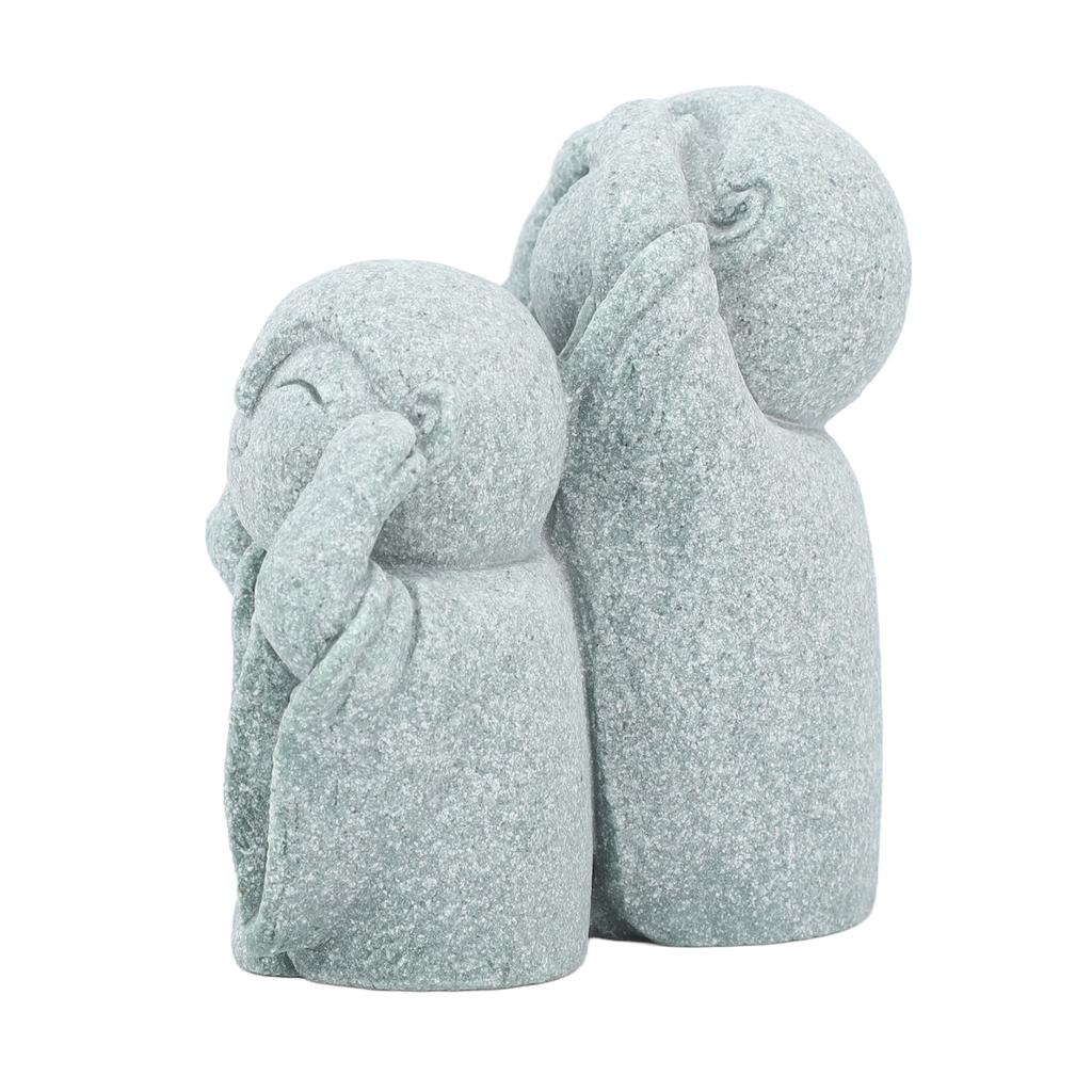 Mini Monk Buddha Statue Chinese Green Sandstone Cute Buddha Figurine 3 Little Monks Ornament for