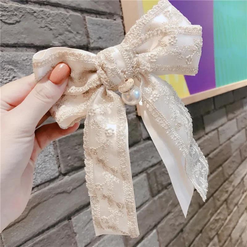 New Vintage Fabric Big Bow Brooch Lace Embroidery Bowkont Necktie Shirt Collar Fashion Jewelry Gifts for Women Accessories