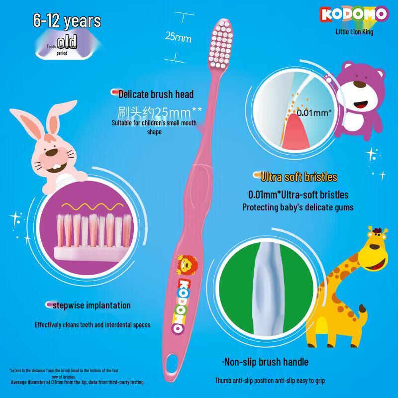 Lion Kodomo Children's Soft Bristle Toothbrush (6-12 Years, 3-Pack)