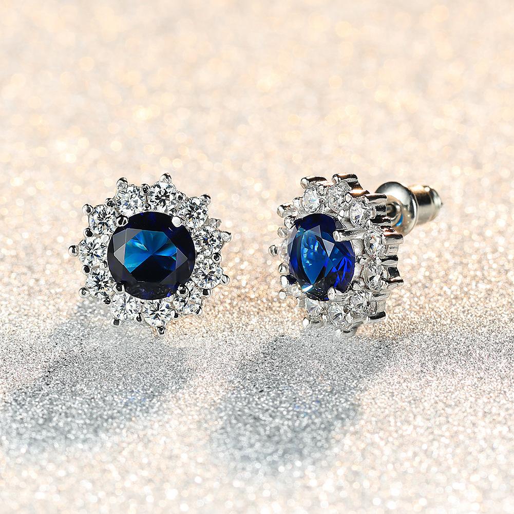 Accessories, White Gold Round Diamond Sunflower Stud Earrings Ol Earrings