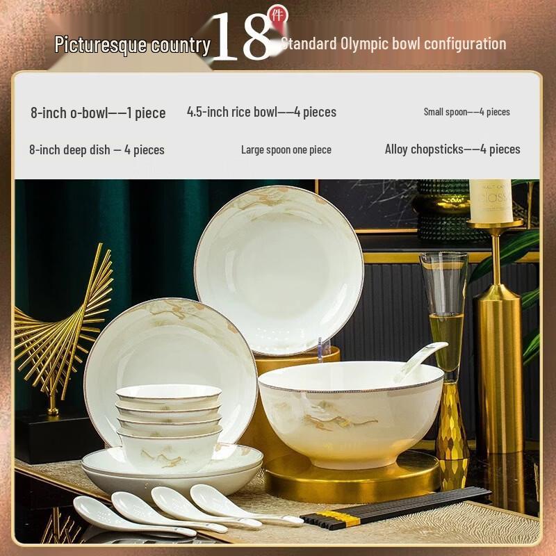 Jingdezhen Ceramic Dinnerware Set - Mighty Rivers and Mountains