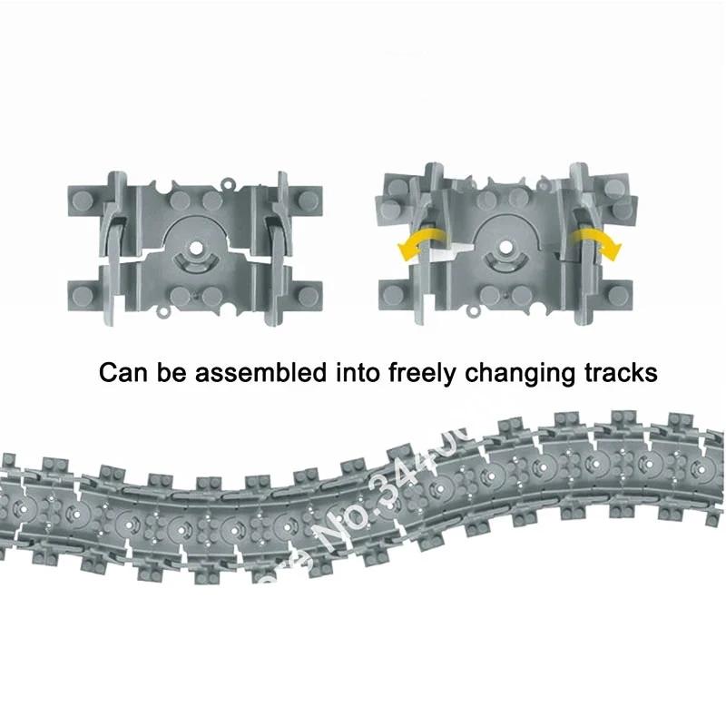 MOC Binari per Treni Città Incrocio Deviatoio Flessibile Biforcazione In Salita Rettilinei Curvi Mattoncini Ferrovie Giocattoli Creativi Fai da Te