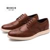 Bhkh  Autumn Genuine Leather Men Dress Shoes Fashion Lace -Up Man Casual Shoes Smart Business Work Office Footwear Lightweig