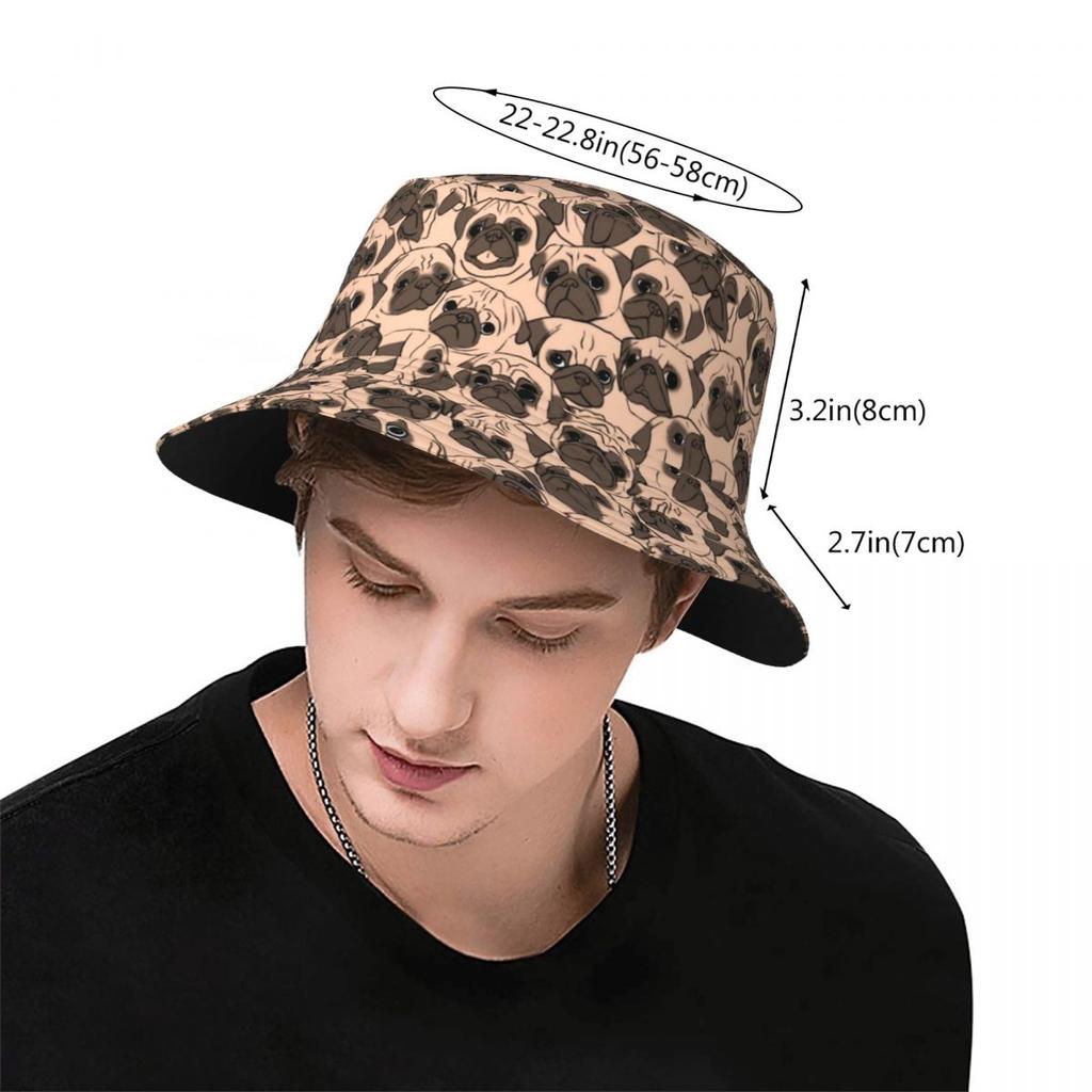 Spring Headwear Fawn Pugs Merch Bucket Hat Stylish Unisex Hot Sun Hats Dog Boonie Hat Lightweight Fishing Caps Outdoor