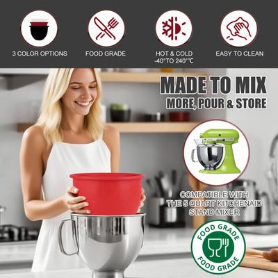 Silikon-Einlagen für KitchenAid 5-Quart Rührschüssel Wiederverwendbare Schüsselabdeckungen zur Aufbewahrung Mischen Hitzebeständiges Backzubehör