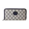 Vintage Logo Interlocking Double G Long Zipper Canvas And Leather Trim Wallet Unisex Wallet Beige Blue 673003-K9GSN-4075