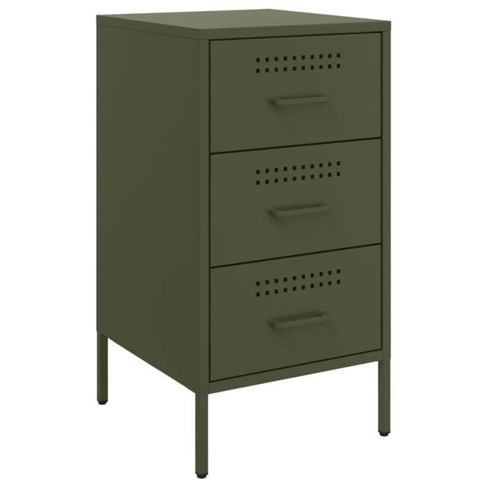 VidaXL Table de Chevet, Armoire de Lit avec Pieds, Table de Nuit avec Tiroirs, Armoire de Nuit Chambre à Coucher, Vert Olive 843086