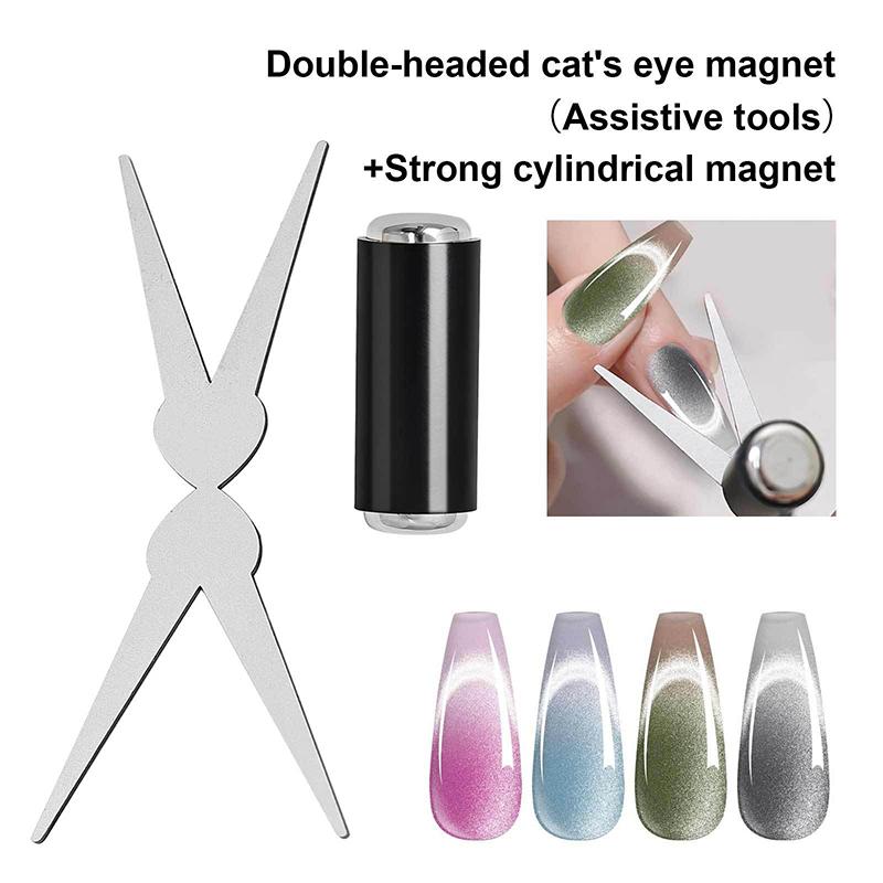 French Cat Eye Magnet Special Double-head Big Y-shaped Clip Cat Eye Nail Magnet Set Suitable for DIY Gel Polishing Magnetic Tool