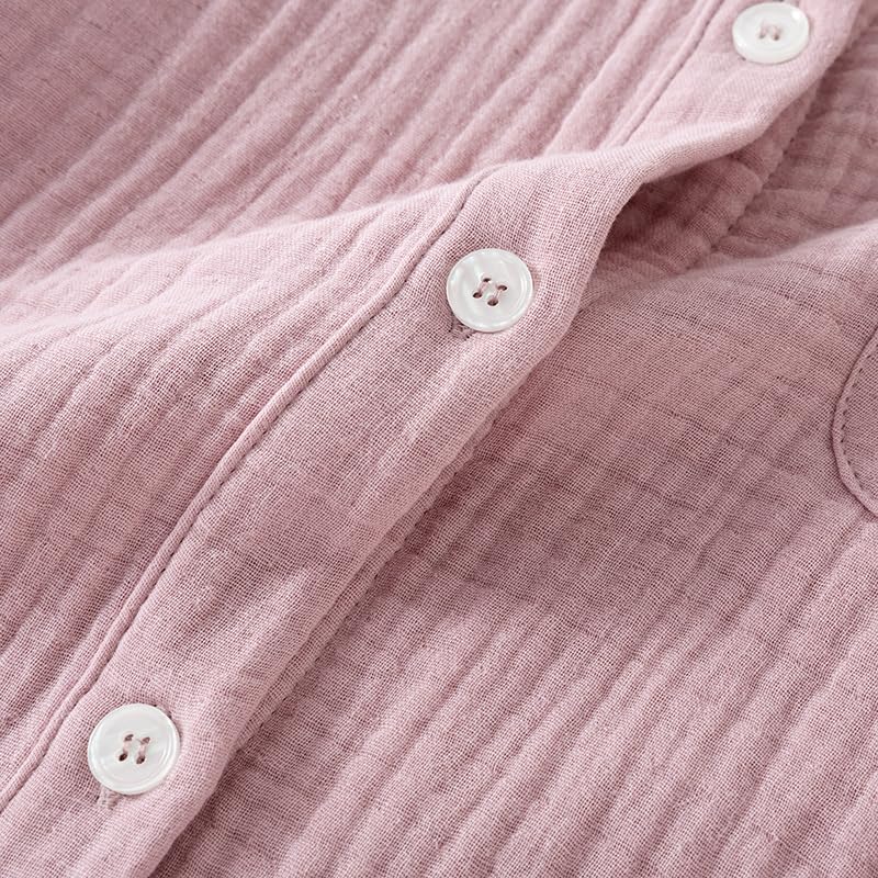 Netakara Gauze Natural Thick Comfortable and Long Solid Warm and Relaxed Green Women's 4-Layer Pajamas, Autumn/Winter Set, 100% Cotton, 4-Layer Gauze,