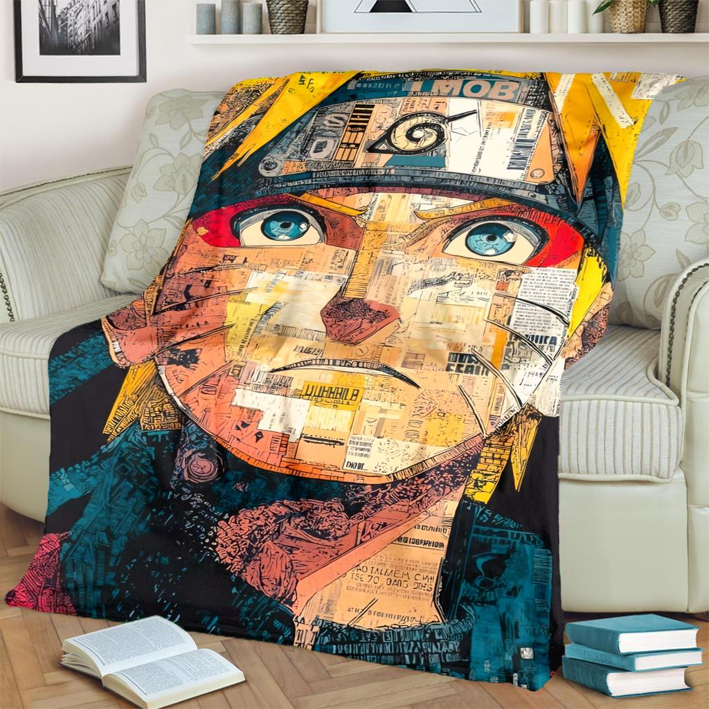 Anime-Print Blanket Warm Comfortable Flannel Blanket for Bedrooms, Sofas, Beds, Chairs, Picnics, Travel -LXR75