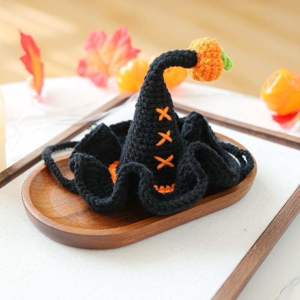 Mini Woven Pets Wizard Hat Pumpkin Halloween Cat Headgear Creative Halloween Dog Hat  Cosplay