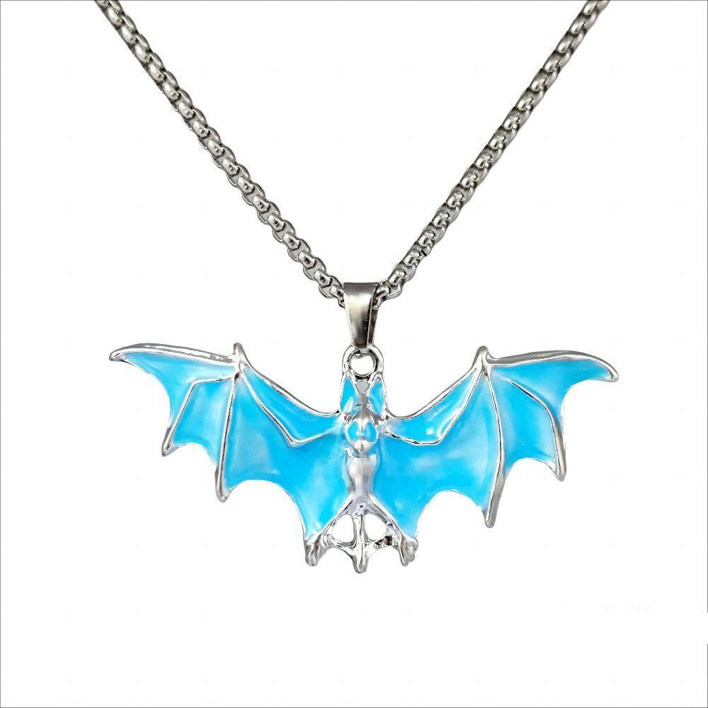 Fledermaus Halloween Halskette Punk Stil Hip Hop Halsketten Cool Leuchtende Anhänger Halskette Geschenke