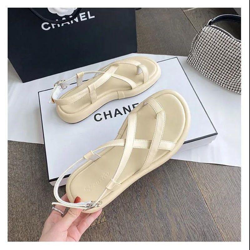 Mezzanine Thick-soled Roman Sandals Fairy Wind Ins Summer New Non-slip Soft Sole Versatile Flat Bottom