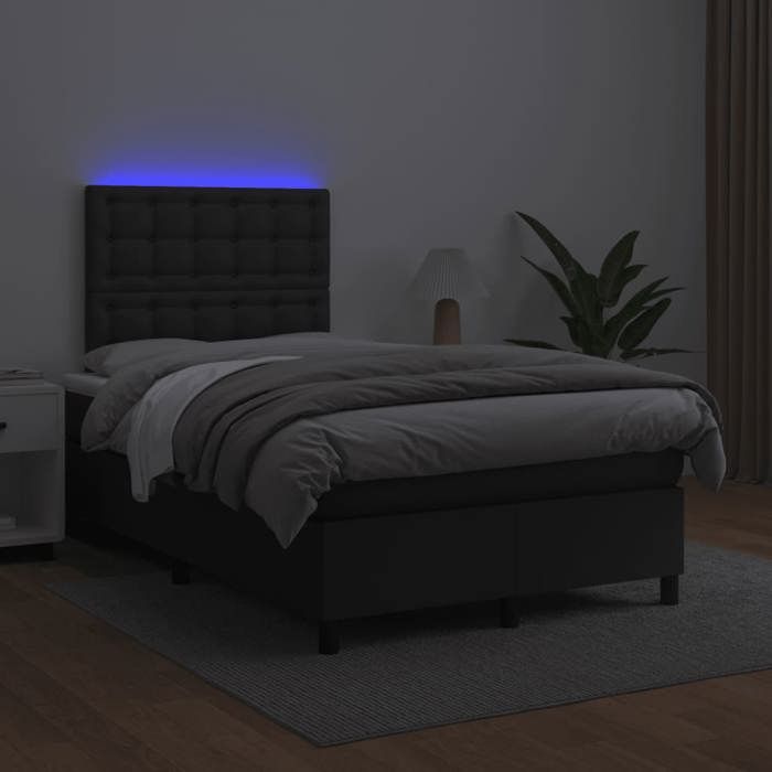 Maison Exclusive - Sommier à lattes de lit matelas LED noir 120x190 cm similicuir