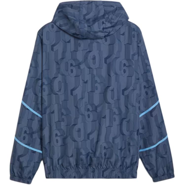 Puma Manchester City FC SS24 Fashion Loose-Fit Hooded Zip Jacket Men Outerwear Navy-Blue 777580-22