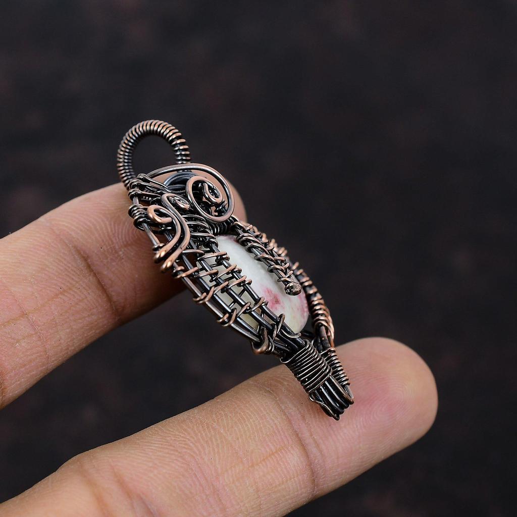 Cinnabarite Copper Wire Wrapped Pendant Handmade Jewelry Gemstone Pendant Wire Wrap Jewelry Gift For Him Cinnabarite Copper Jewelry Ethnic Pendant