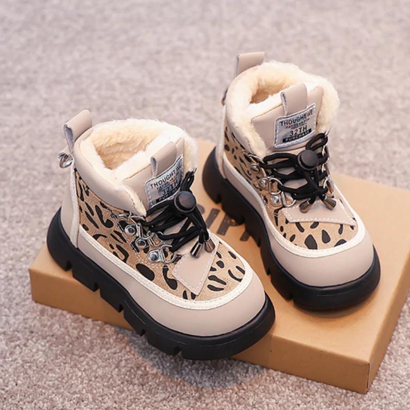New Girls Boots 2024 Warm Simple Winter Boot Fashion Trend Snow Boots Thick Bottom Versatile Kid Shoe Retro Anti Slip Ankle Boot