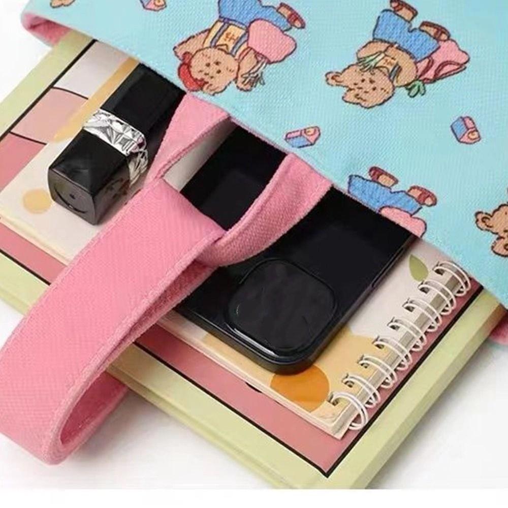 Large Capacity Canvas Handbag Puppy Mummy Bag Sweet Retro Bear Bucket Bag  Girls