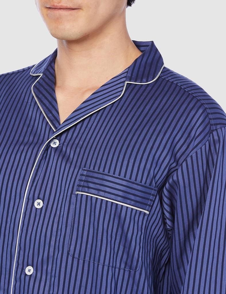 Gunze KaiminNavi Silke Lange Ermer og Størrelse M Søvnvennlig Pyjamas, Bukser, Silkeblandet Stoff, Herre, Blå,