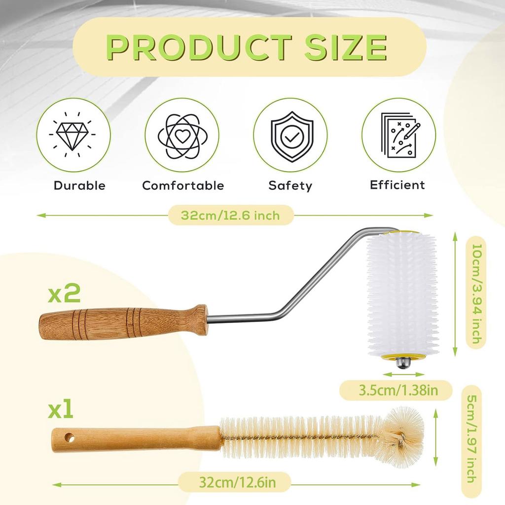 Honey Extractor Tools Honey Uncapping Roller Essential Beekeeping Tools Cleaning Brush for Efficient Honey Extraction