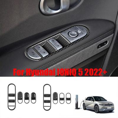 For Hyundai Aini Krypton IONIQ5 IONIQ 5 2022+ Car Carbon Fiber Window Glass Lift Button Switch Cover Door Armrest Panel