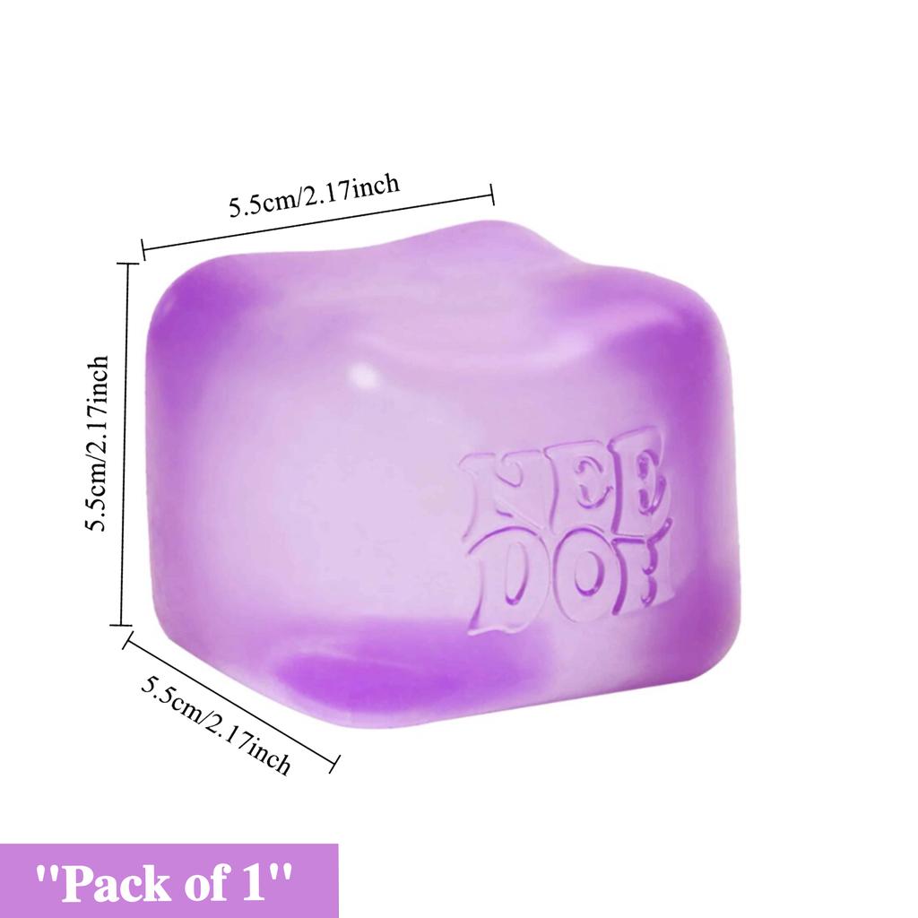 Needoh Nice Cube 2.17" Sensory Fidget Toy - Firm Solid Squishy Stress Ball For Anxiety Relief & Adhd Focus - Pack Of 1