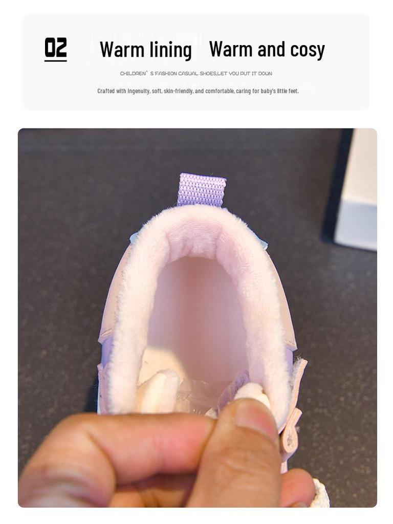 2025 Unisex Kids' Korean-Style Winter Skate Shoes | Toddler Warm Two-Layer Thick Soles | Casual Children's Fashion