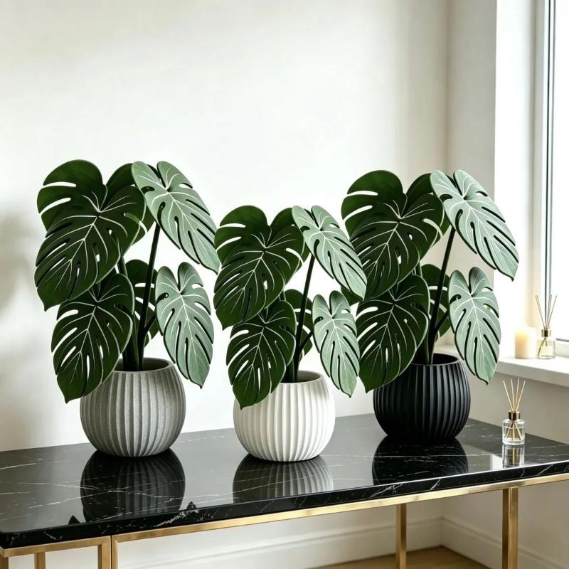 Sottobicchieri Creativi Foglie di Monstera Simulate Sottobicchieri Pianta Monstera Stampati 3D Tappetino da Tavola Antiscivolo Resistente al Calore Decorazione per la Casa