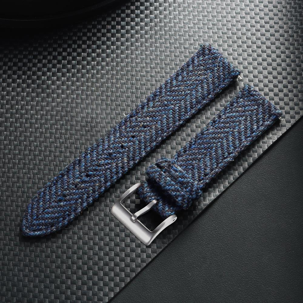18/20/22mm Schnellverschlussarmband Echtes Leder Nylon Uhrenarmband Vintage Tweed-Webart Armband für Herren Damen Universelles Armband
