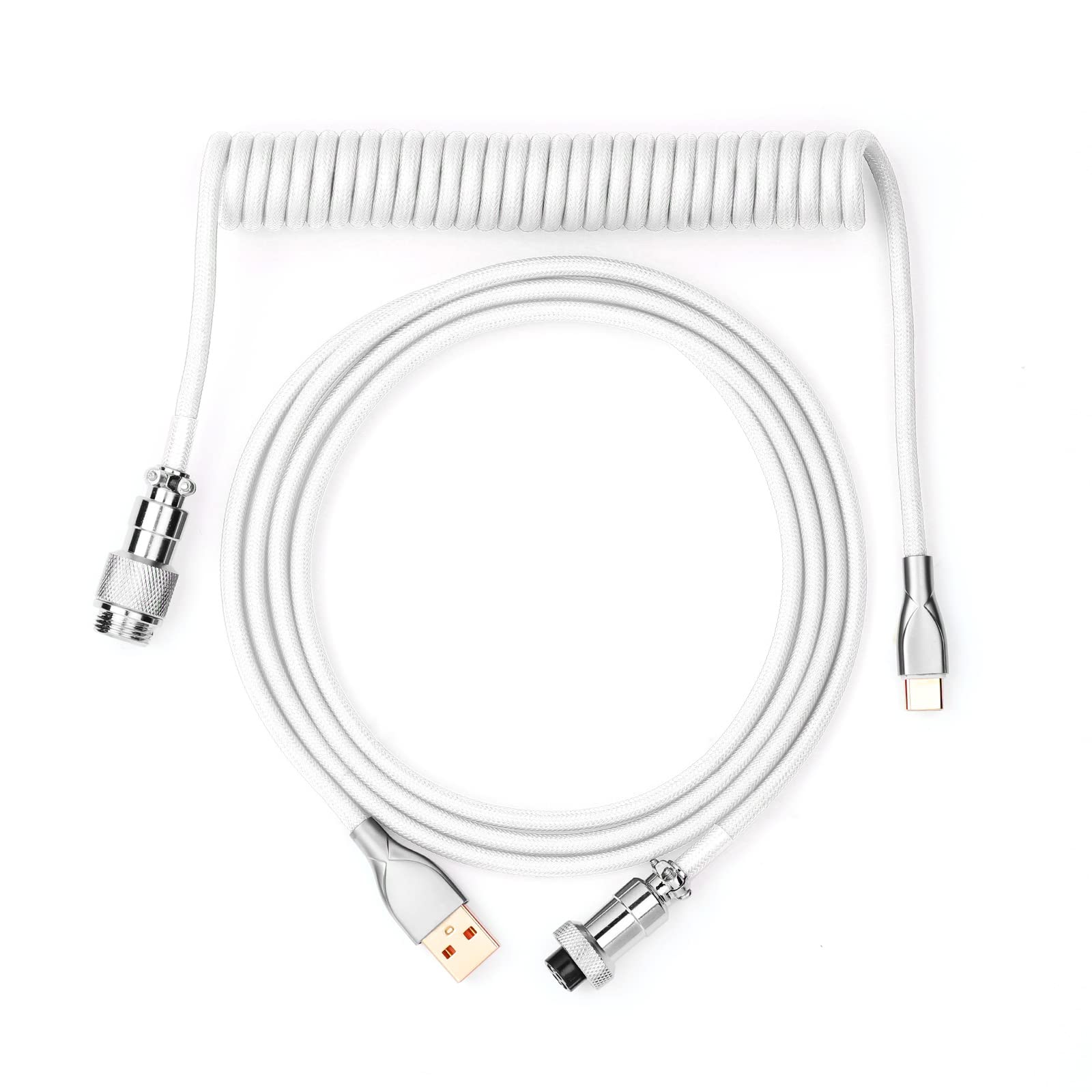 

EPOMAKER MIX USB A TPU Механический Кабель-спейсер для Игровых Клавиатур и Мобильных Телефонов со Съемным Авиационным Разъемом 1.8м Type-C (белый) белый