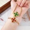 Luxury Gold-Plated Titanium Ruby Chain Bracelet for Women - High-End Versatile Gift