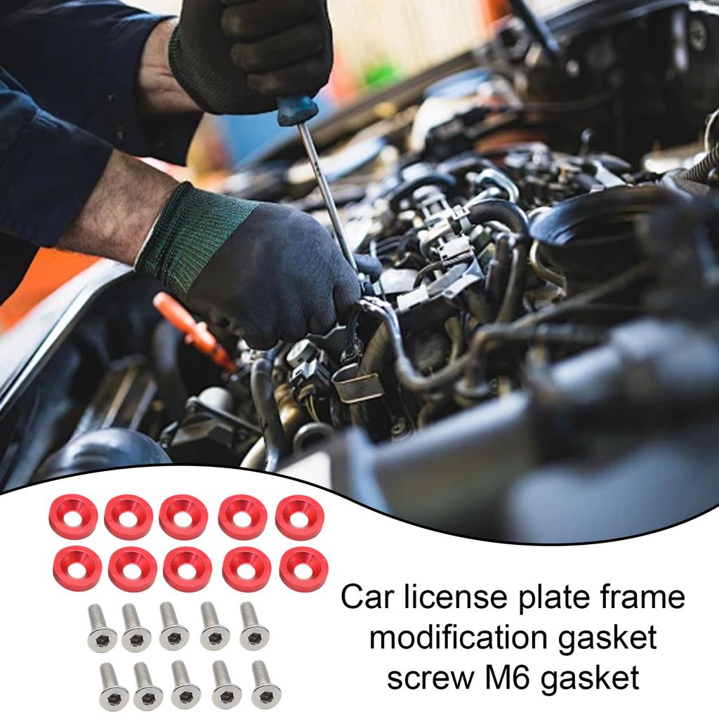 License Plate Frame Screws | Auto Tag Locking Screw, M6 Gasket Bolt, Rear Front Vehicle Modification Motorcycle RV License Plate