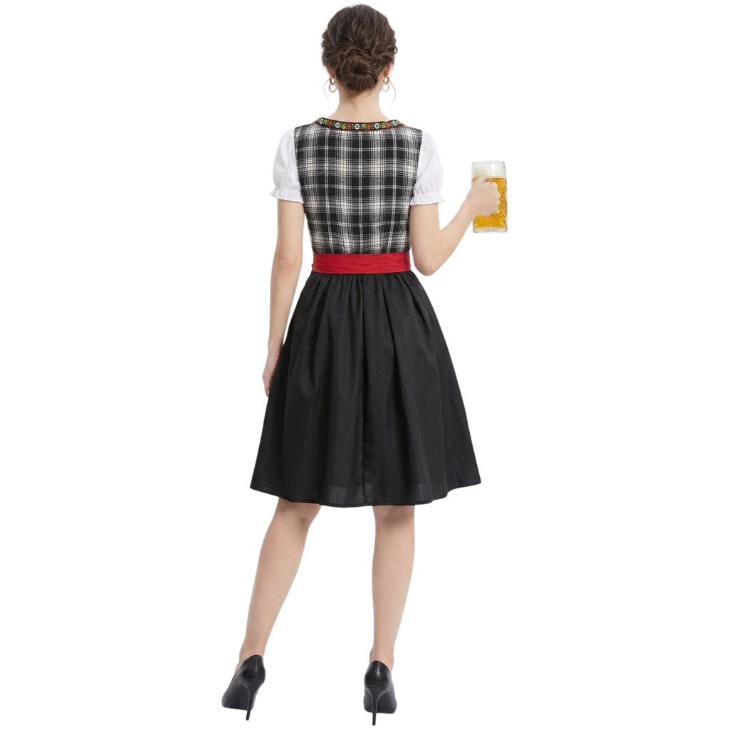 Traditionelles Oktoberfest-Kleid Damen Dirndl Kostüm Schnürung Mieder Schürze Rock Festival Outfit